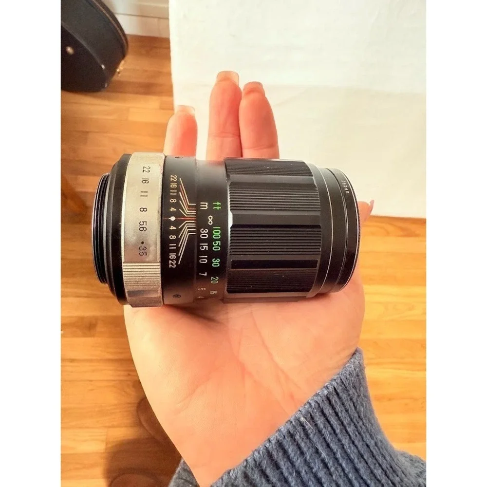 Fujica Fujinon 135mm f/3.5 Prime Lens for Film Camera & storage case & Lens Hood